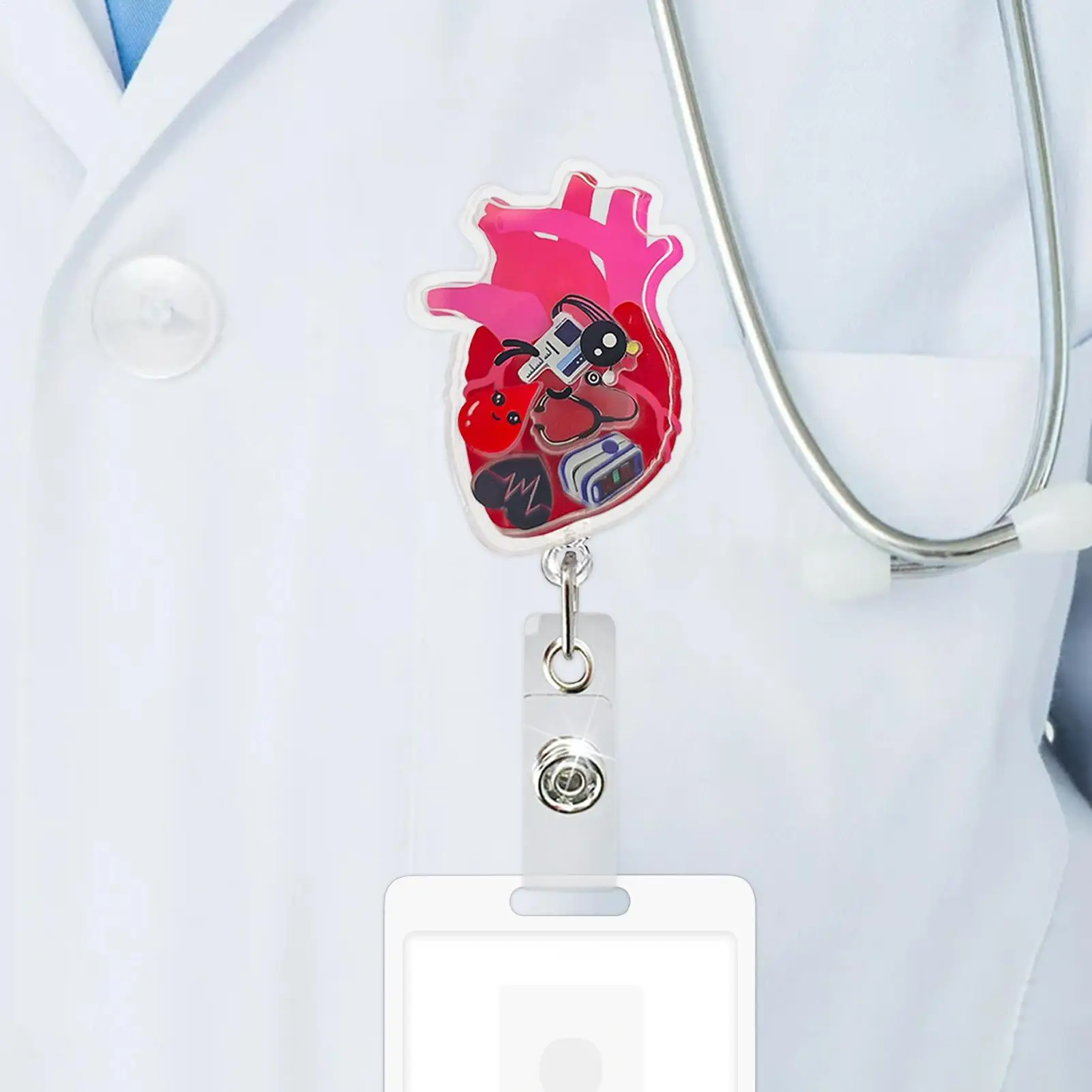 Clip de tarjeta de identificación, llavero de identificación, colgador de órgano, juguete para sacudir, Clip retráctil para personal, lugar de trabajo, escuela, conferencia, enfermeras, Doctor