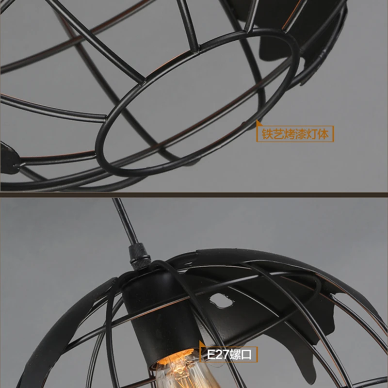 Industrial Pendant Lights Vintage Iron Globe Hanglamp For Dining Room Bedroom Restaurant Bar Decor Loft E27 Luminaire Suspension