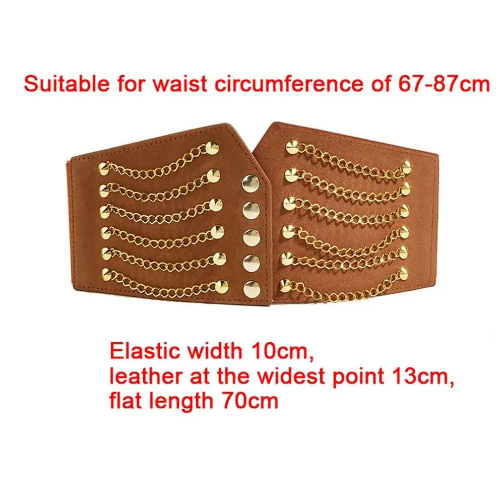 10cm Wide Women Fashion Slim Corset Cummerbunds Elastic Belts Rivet Waistband Female Coat Fur Hige Waist Belt Accessory