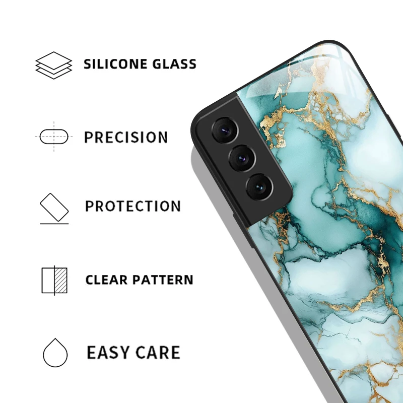 Luxury Marble Pattern Phone Case for Samsung Galaxy S22 S24 Ultra S23 Plus S21 FE M55 M54 M33 5G Shockproof Tempered Glass Cover