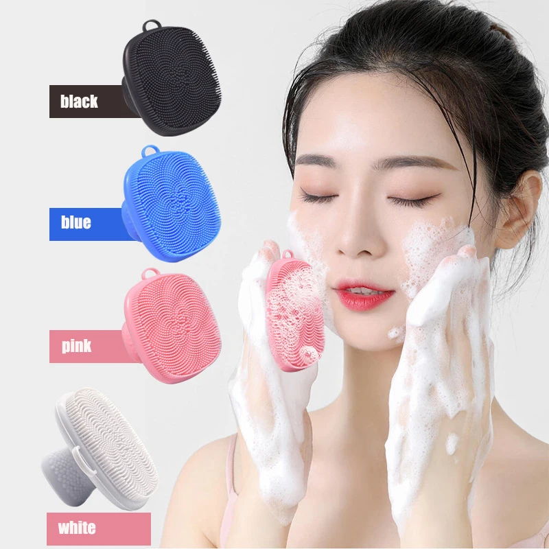 

4 Color Soft Silicone Face Scrubber Body Cleansing Scrubber Baby Shower Brush Exfoliating Beard Scrubber for Men