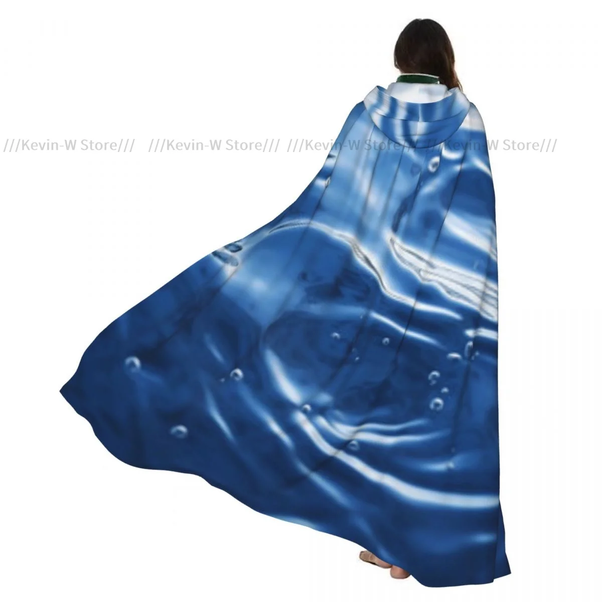 

Hooded Cloak Unisex Cloak with Hood Blue Water Surface With Ripples And Drops Cloak Vampire Witch Cape Cosplay Costume