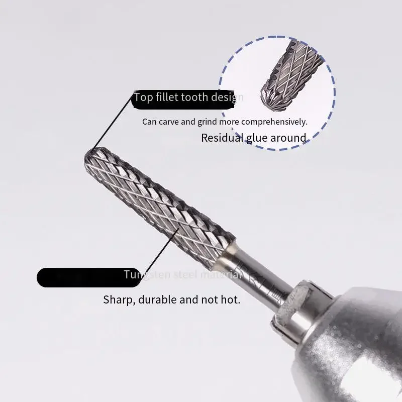 Cabeça de moagem de cutícula para lixa elétrica de unhas, Broca V Gel Remover, Brocas Carbide, Clean UTools, 2.35mm