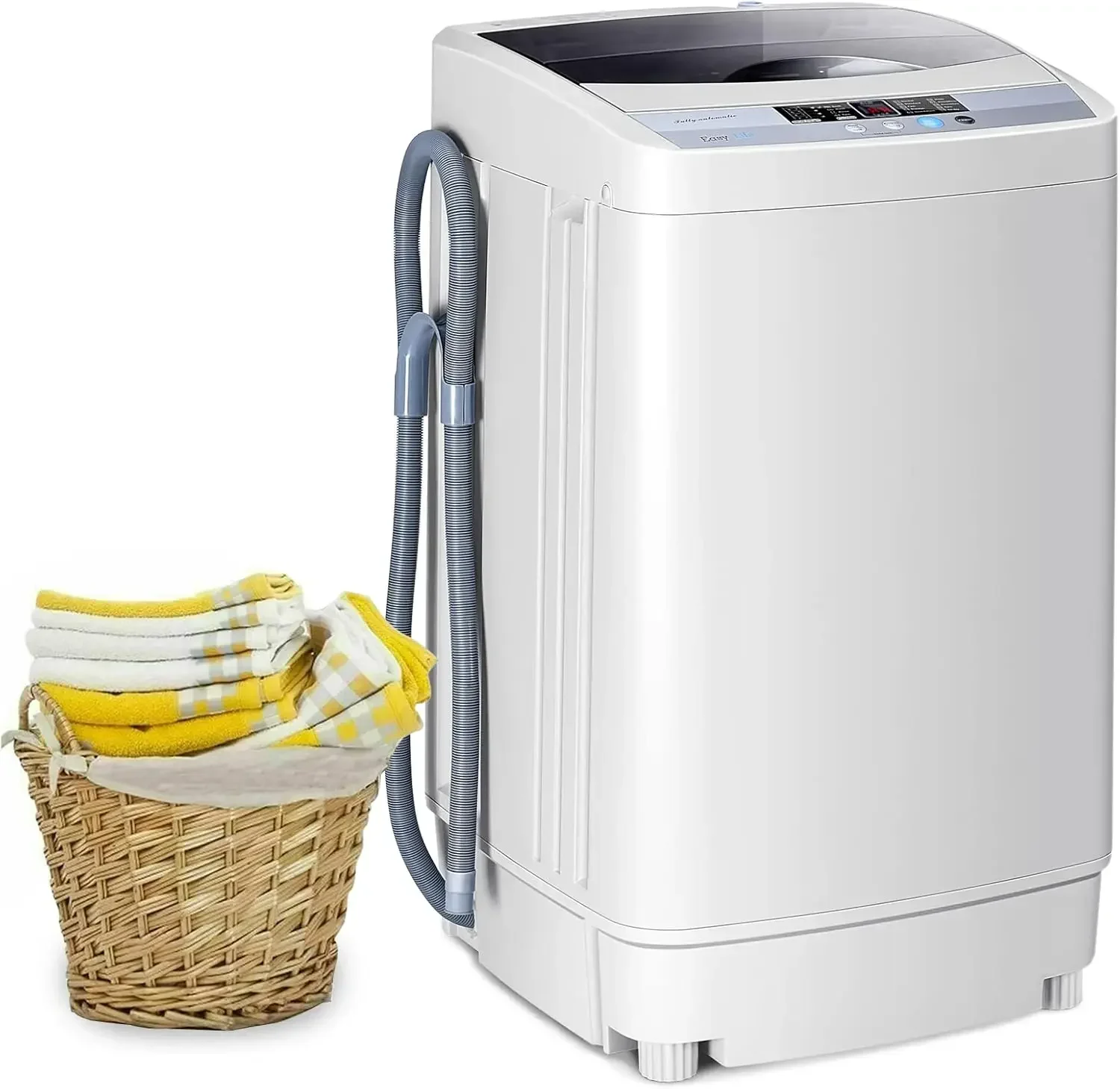 COSTWAY draagbare wasmachine, volautomatische wasmachine met een capaciteit van 9,92 lbs en 10 wasprogramma's, LED-display