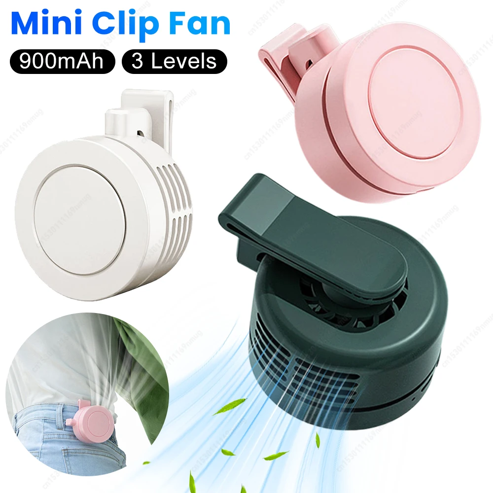 Portable Fan Mini Handheld Rechargeable Bladeless Electric Fan Clip Waist Fan Suitable for Outdoor Ventilation Desktop Small Fan