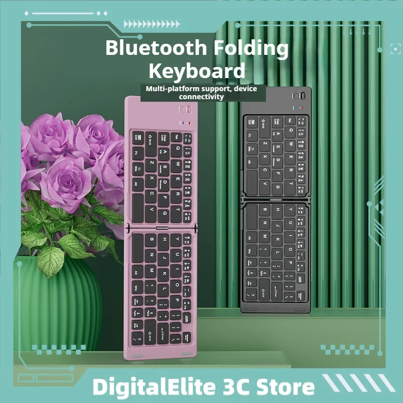 Ultra Thin Folding Keyboard Wireless Bluetooth 66 Key Suitable Mobile Phones Ipads Laptops Silent Easy Carry Office Keyboard