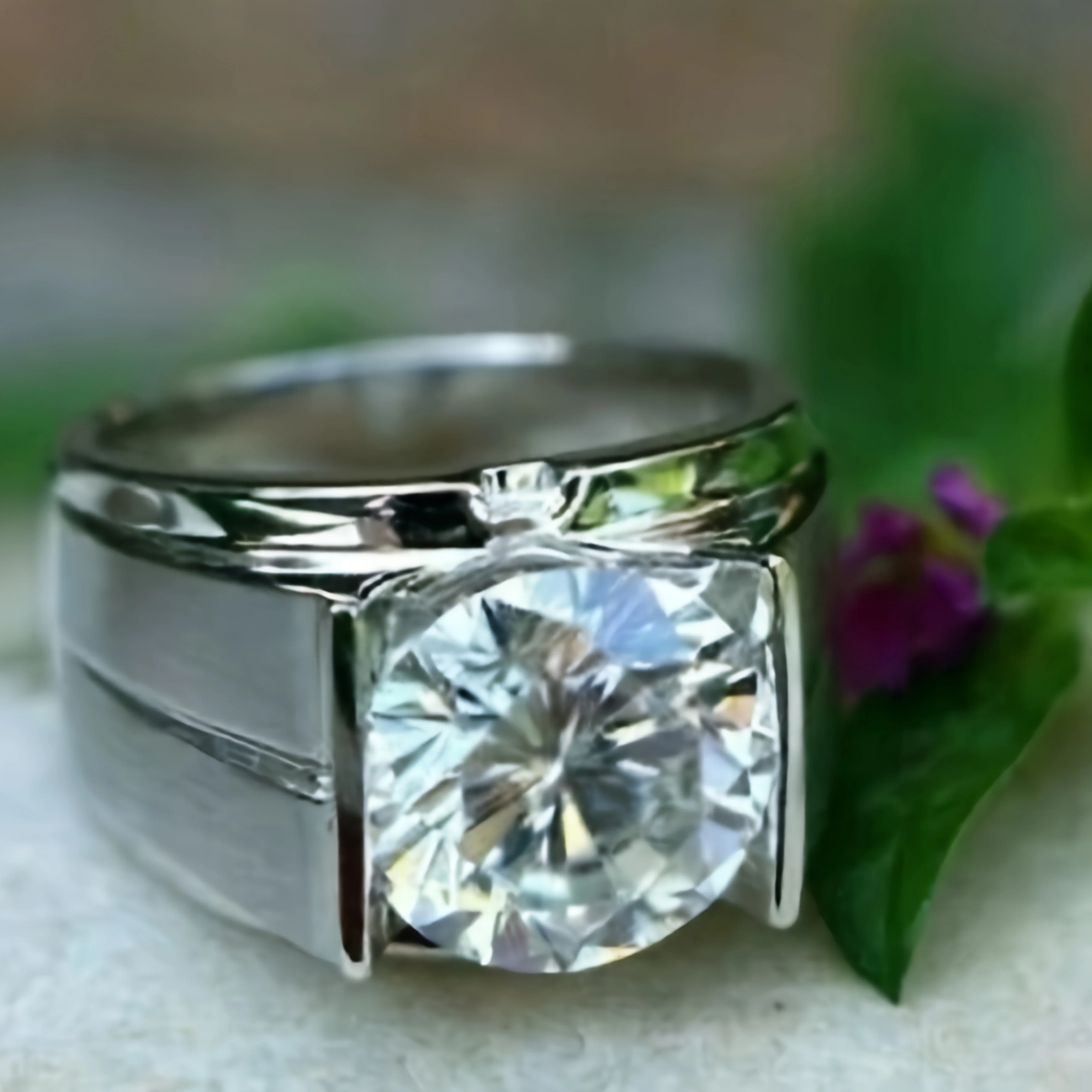 Solid 925 Sterling Silver Ring Fully Set with Moissanite Festive Gift Ideal for Any Occasion