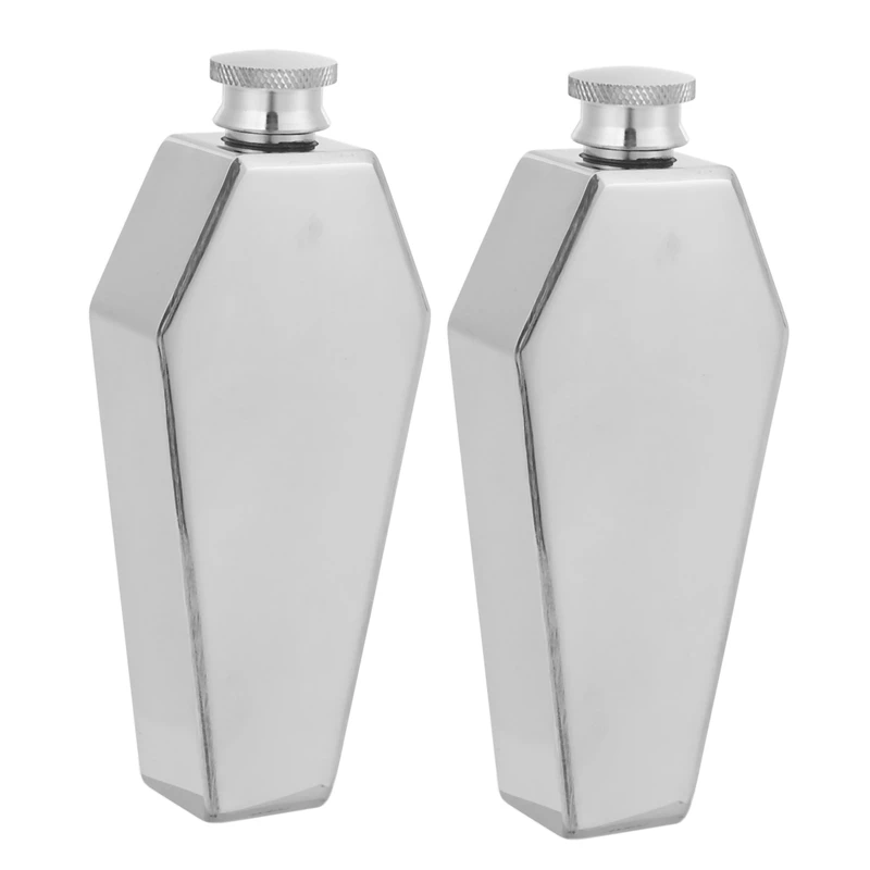 2X Mini Hip Flask 100ML Personalized Coffin Shape Stainless Steel Portable Flagon Travel Wine Pot Bar