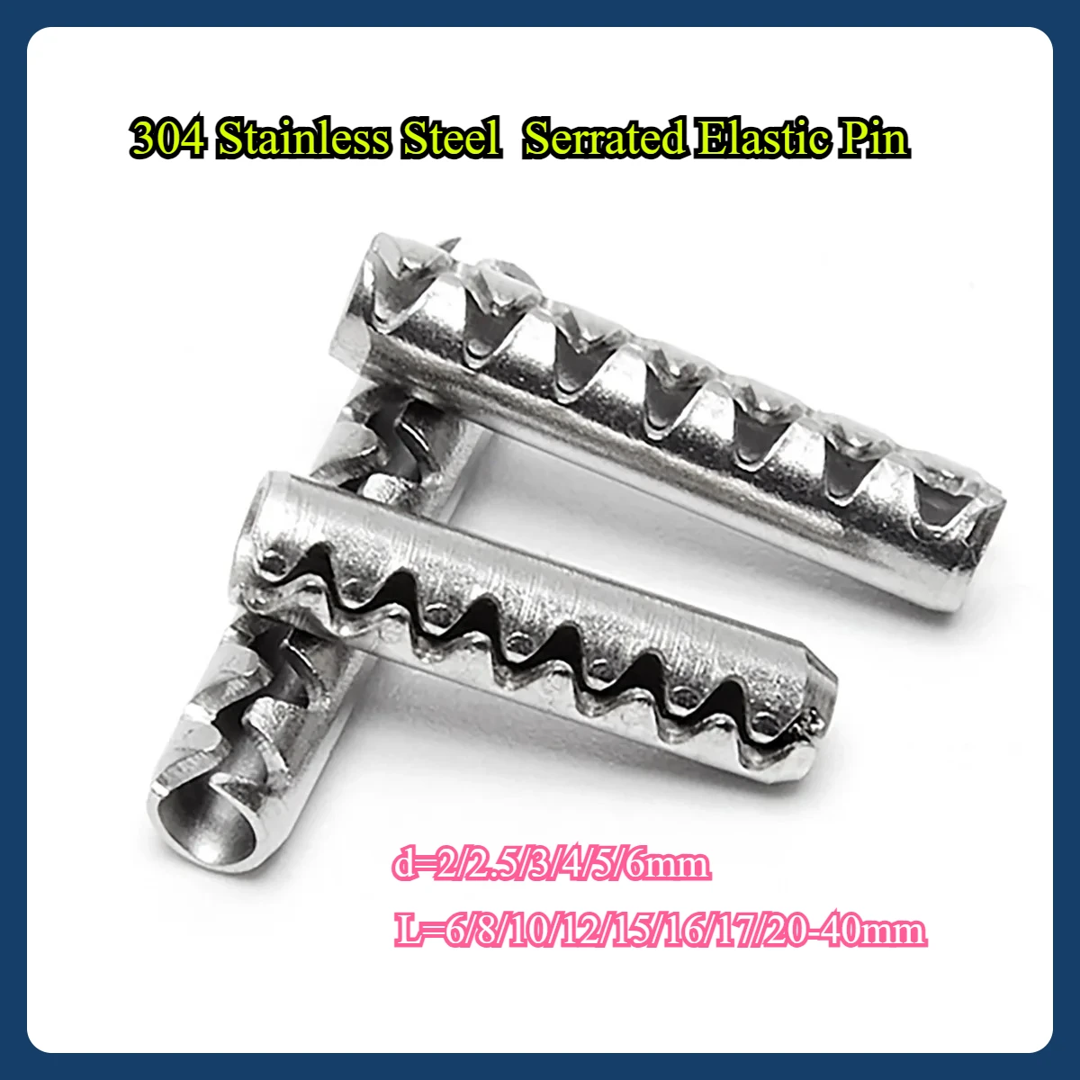 

304 Stainless Steel Serrated Elastic Pin / Toothed Hollow Cylindrical Pin