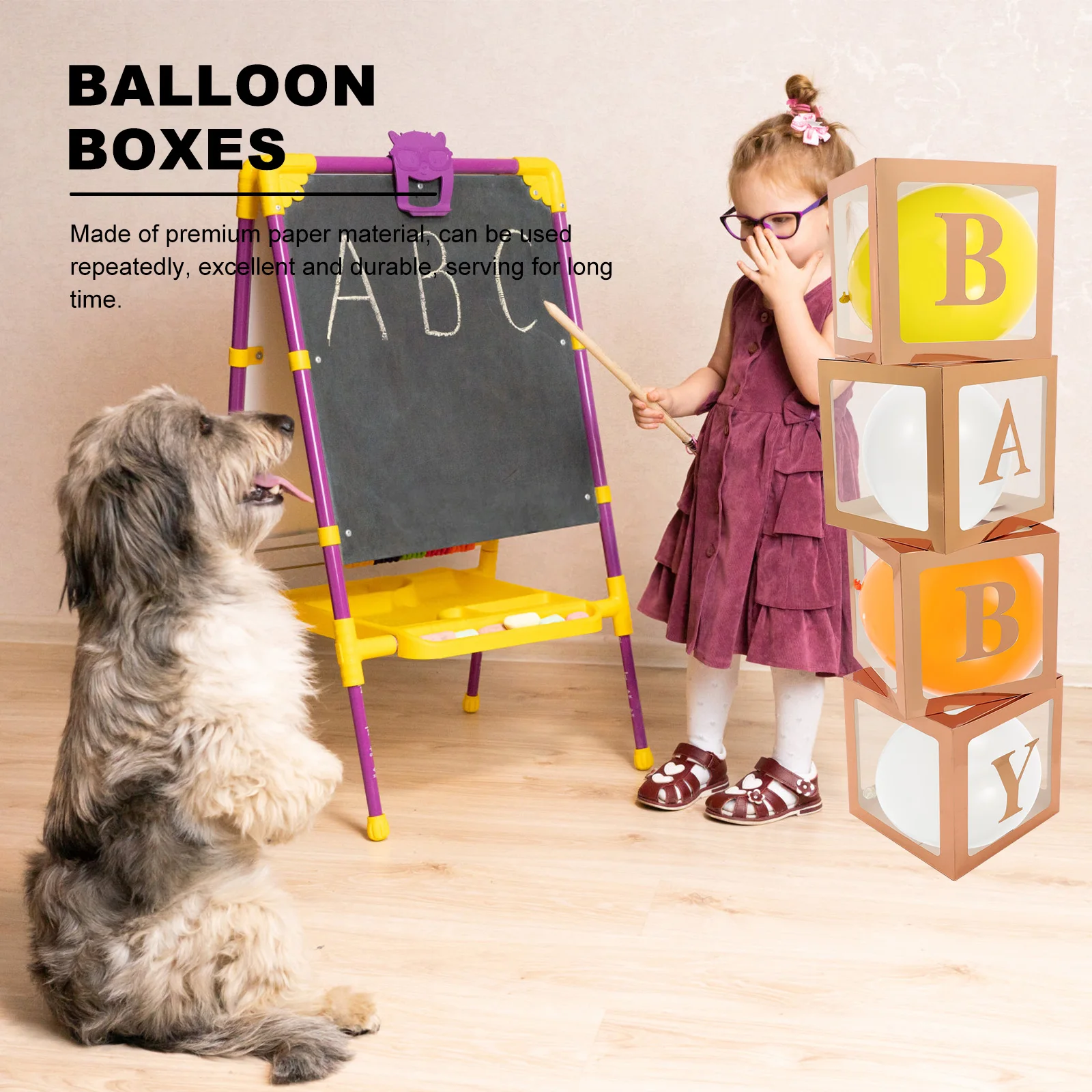 

Balloon Box Boxes Birthday with Letters Square Shower Decorations Paper Balloons