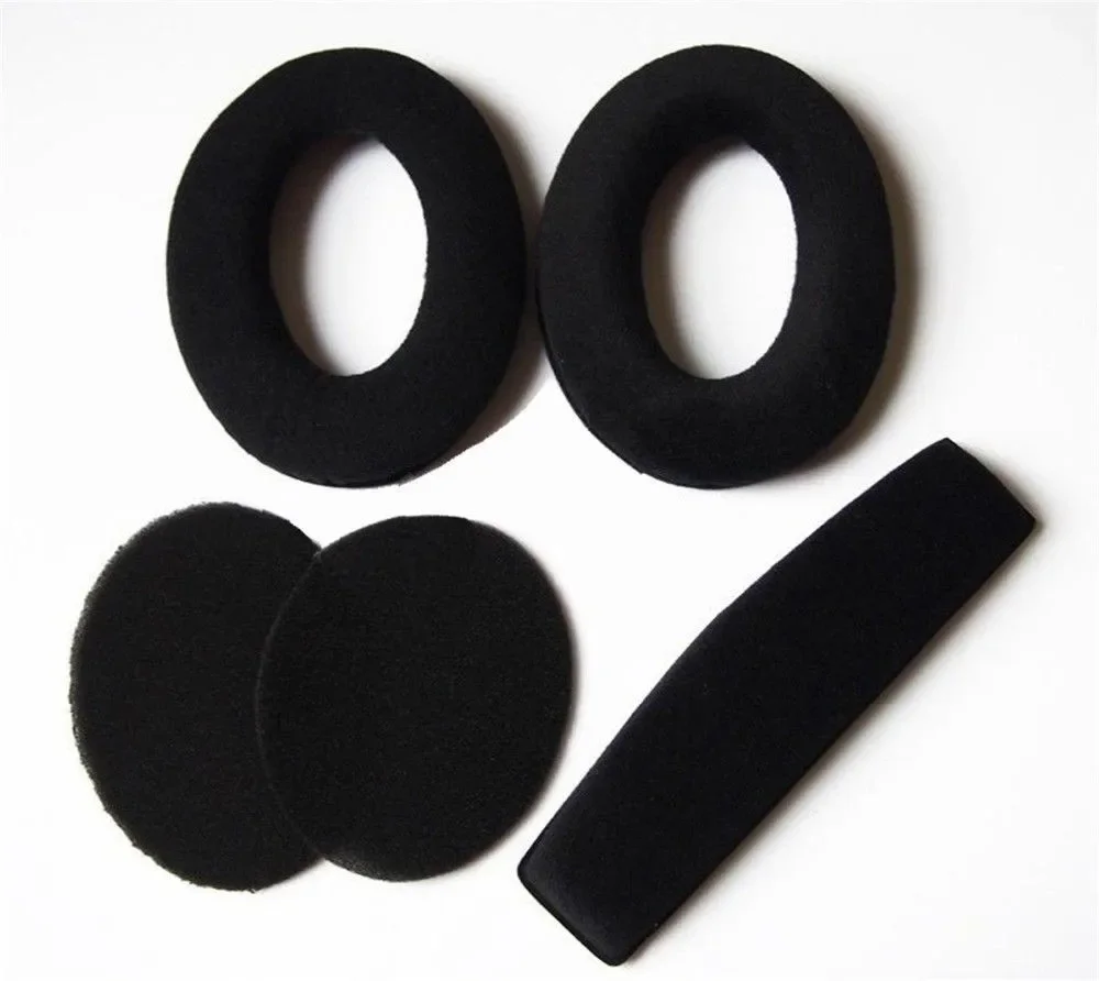 زوج واحد من وسادات الأذن الرغوية البديلة + غطاء وسادة عصابة الرأس وسادات الأذن لسماعات Sennheiser HD515 HD555 HD595 HD518 HD598