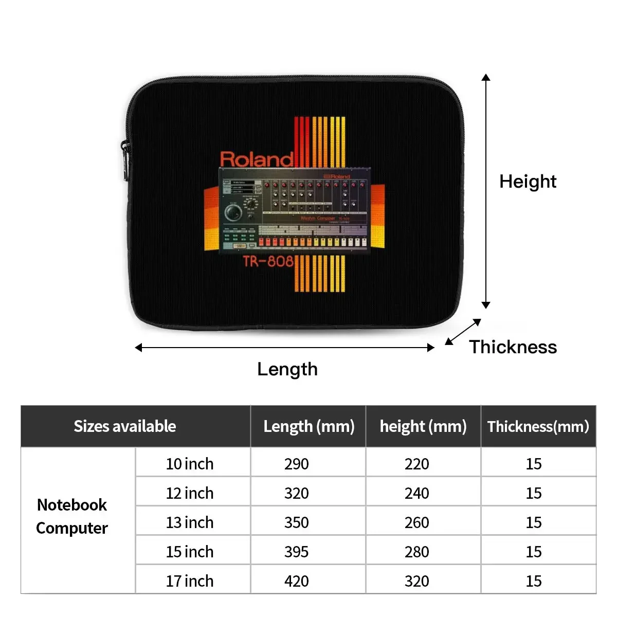 Roland Tr-808 Tambour Machine Modèle Ordinateur Portable Sac Poudres 10 12 13 15 17 Pouces Pour Macbook Air Pro Tablette Antichoc Cas Sac