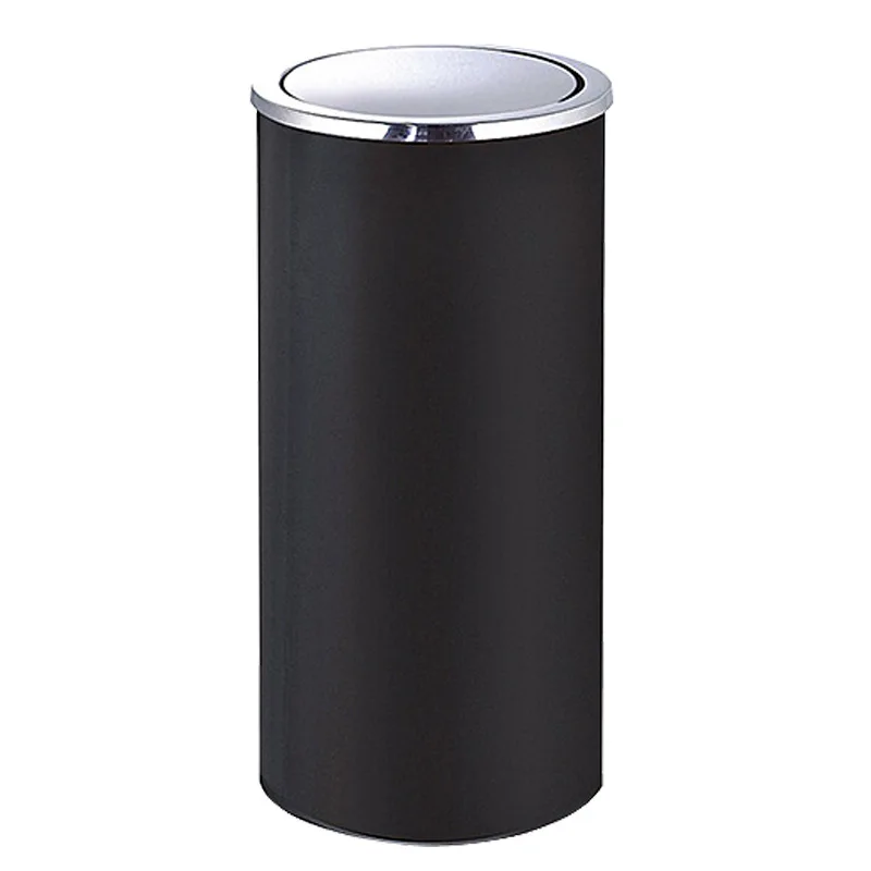 Stainless steel Hong Kong-style swing cover large trash can, shopping mall station public space fruit leather box, metal trash