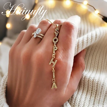 Haiyufly Custom Bling Name Necklace for Women Zircon Letters Pendant Stainless Steel…
