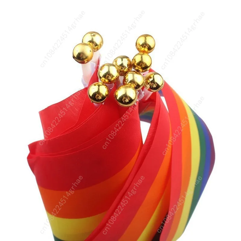 Rainbow Flag Hand Waving Gay Pride LGBT Parade Small Mini Hand Held Flags 10 Pcs 14x21cm Support Handheld Flag