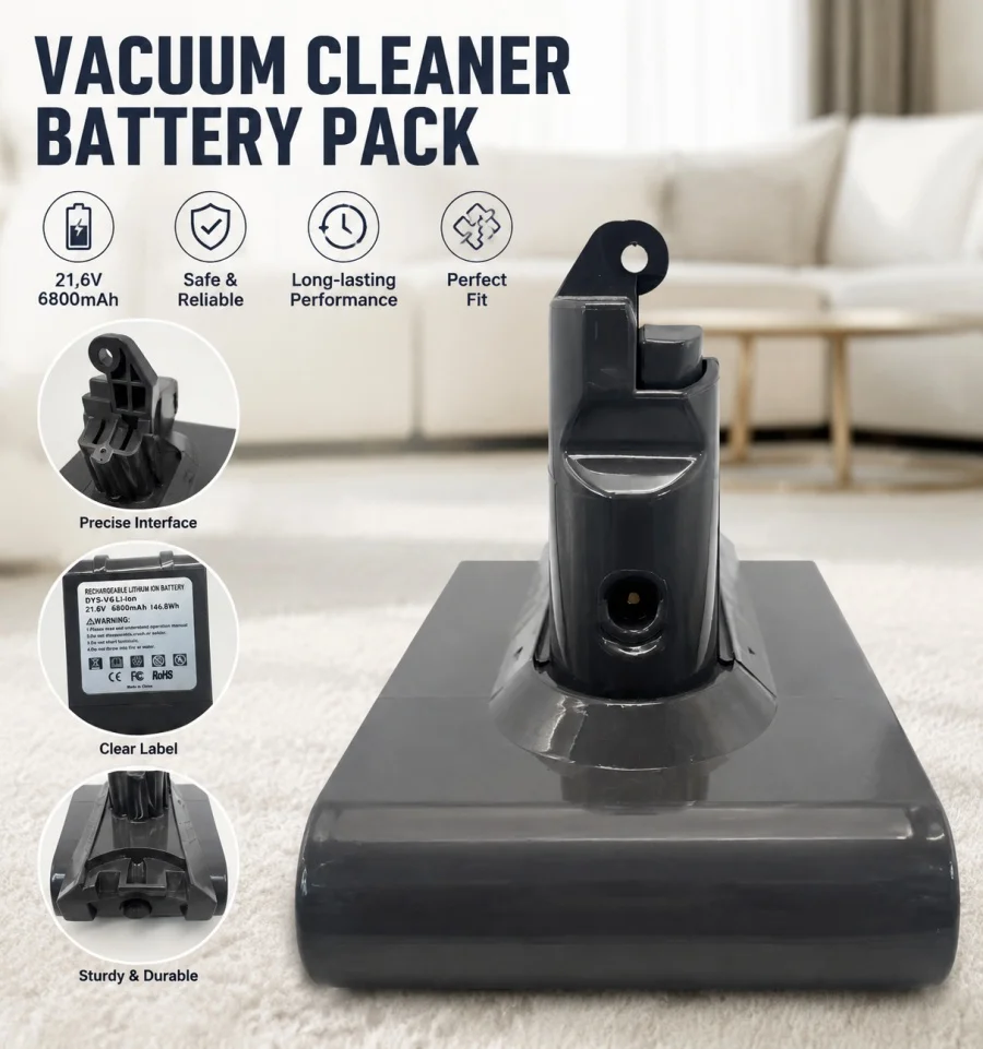 

New 2026 For Dyson V6 Vacuum Cleaner and Sweeper Battery 21.6V 4800-9800mAh Lithium Ion Rechargeable, Long Battery Life