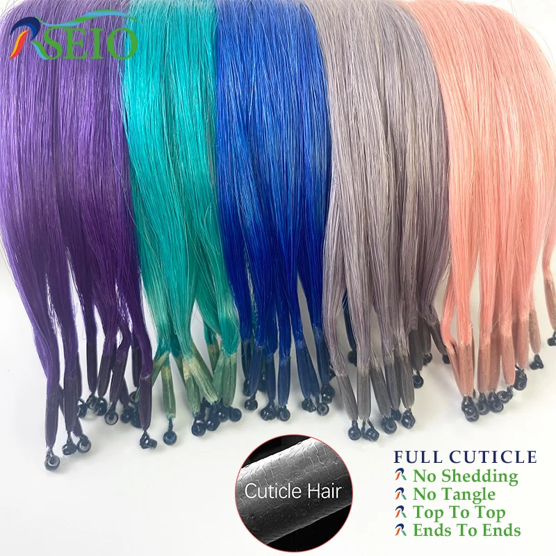 Resio cor 8d ponta extensões de cabelo 100% real cabelo humano microcontas extensões cor roxo azul rosa cinza 20 polegada 0.5g/fio