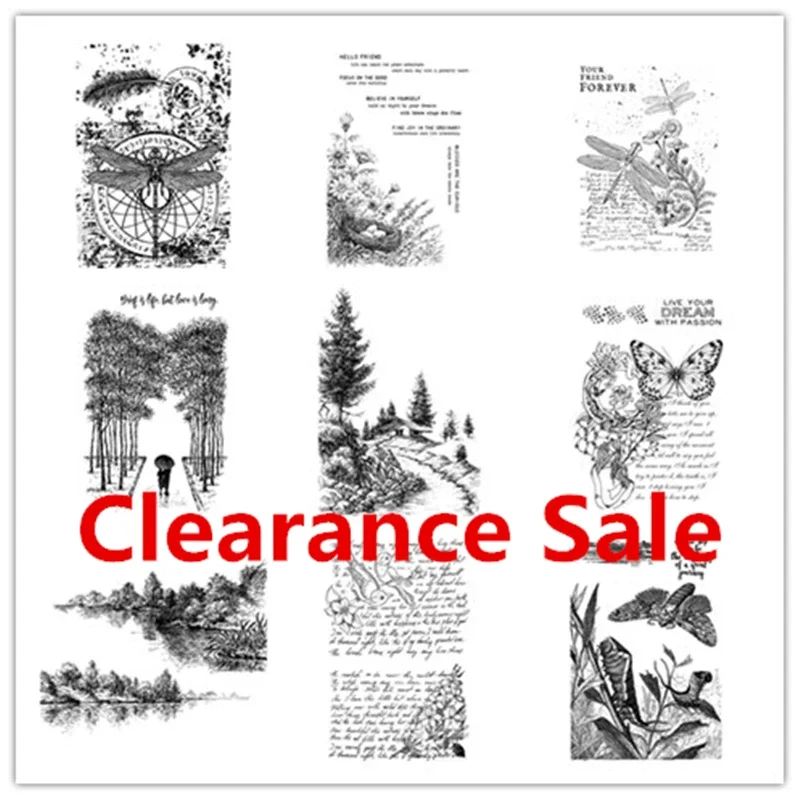 11*16cm Clearance Sale Card Butterflies Dragonflies Natural Words Clear Stamps Craft NO matal cutting dies Scrapbooking