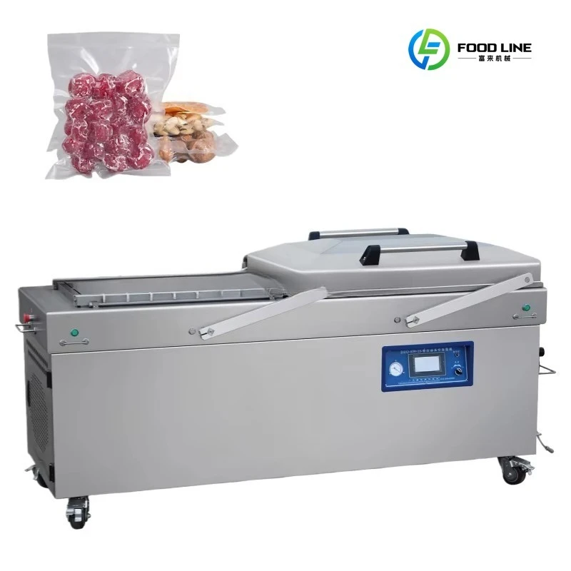 FL Custom High-Efficiency Dual Chamber Vacuum Packager Automatic with Double Seal Bars, for Bulk Meat, Seafood & Nuts Packaging