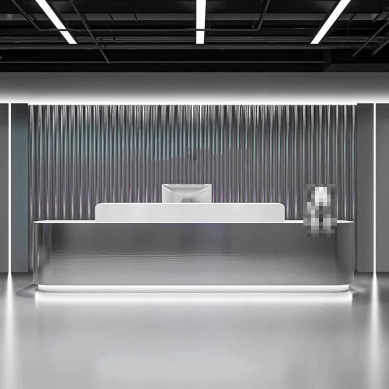 مكاتب استقبال بار المتجر، تصميم جمالي حديث فريد من نوعه، مكاتب استقبال طويلة، أفضل أثاث صناعي عصري #3