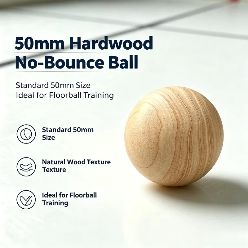 Hardwood Ice Hockey Wood Ball 50mm No-Bounce Solid Wooden Ball for Floorball & Hockey Skill Practice Indoor Training Equipment
