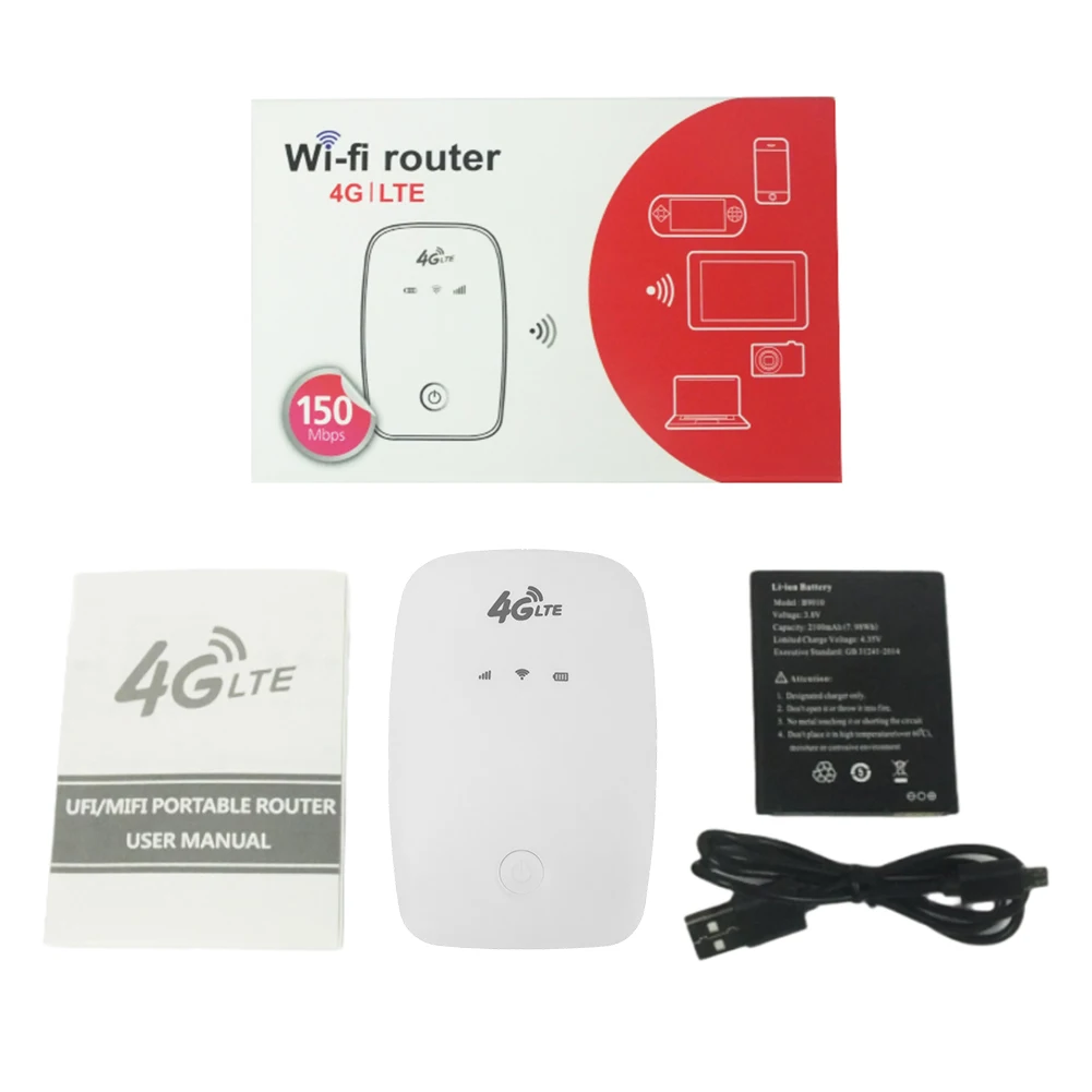 4G LTE bezprzewodowy Internet Router 2100mAh 150Mbps przenośny kieszonkowy Hotspot z gniazdo karty Sim Router modemu do podróży samochodem w biurze