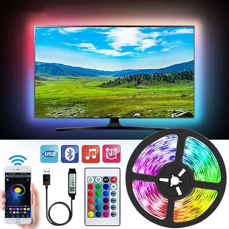 Listwa oświetleniowa LED Bluetooth APP 24 klawisz zdalnego sterowania 5V USB światła RGB elastyczna lampa LED taśma taśma RGB taśma diodowa do