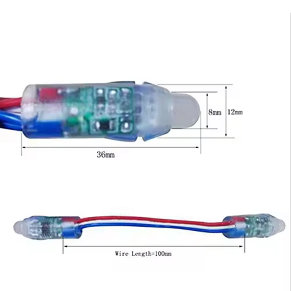 WS2811 RGB LED Strip Lights 12mm Full Color Digital Addressable Module DC5V/DC12V Waterproof 68 LEDs per Meter for Home Decor