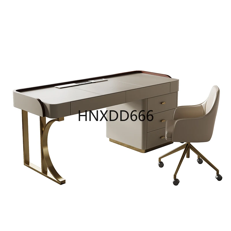 

Light luxury and simple desk saddle leather
