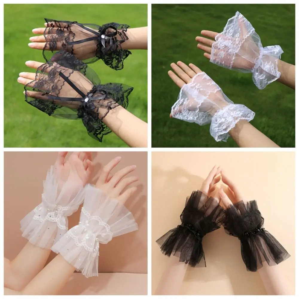 

Victorian Detachable Sleeves Cuffs Detachable Comfortable Lace Ruffled Wrist Costume Accessory Soft Fake Sleeves Cuffs Wedding