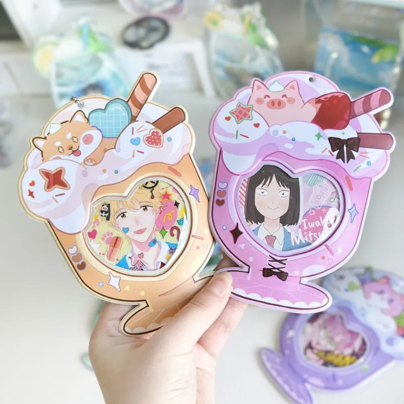 5.8/7.5mm Sweet Cake Dessert Badge Pin Holder for Girl Cartoon Anime Badge Pin Displaying Protector Badge Clip Pouch Kids Gift