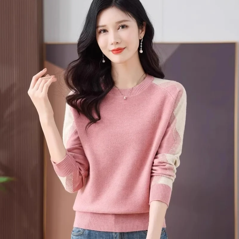 

South Oil High-End Women's Knitted Sweater Spring Autumn New Arrival 2025 Long Sve round Ne Regular Fit Top Guangzhou Th...