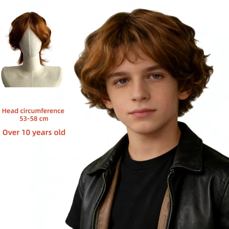 

Парик Big Boy для подростков, головной убор для подростков, короткие кудрявые волосы, головной убор для мужчин, парик-накладка, реквизит для фотосъемки, для выступлений