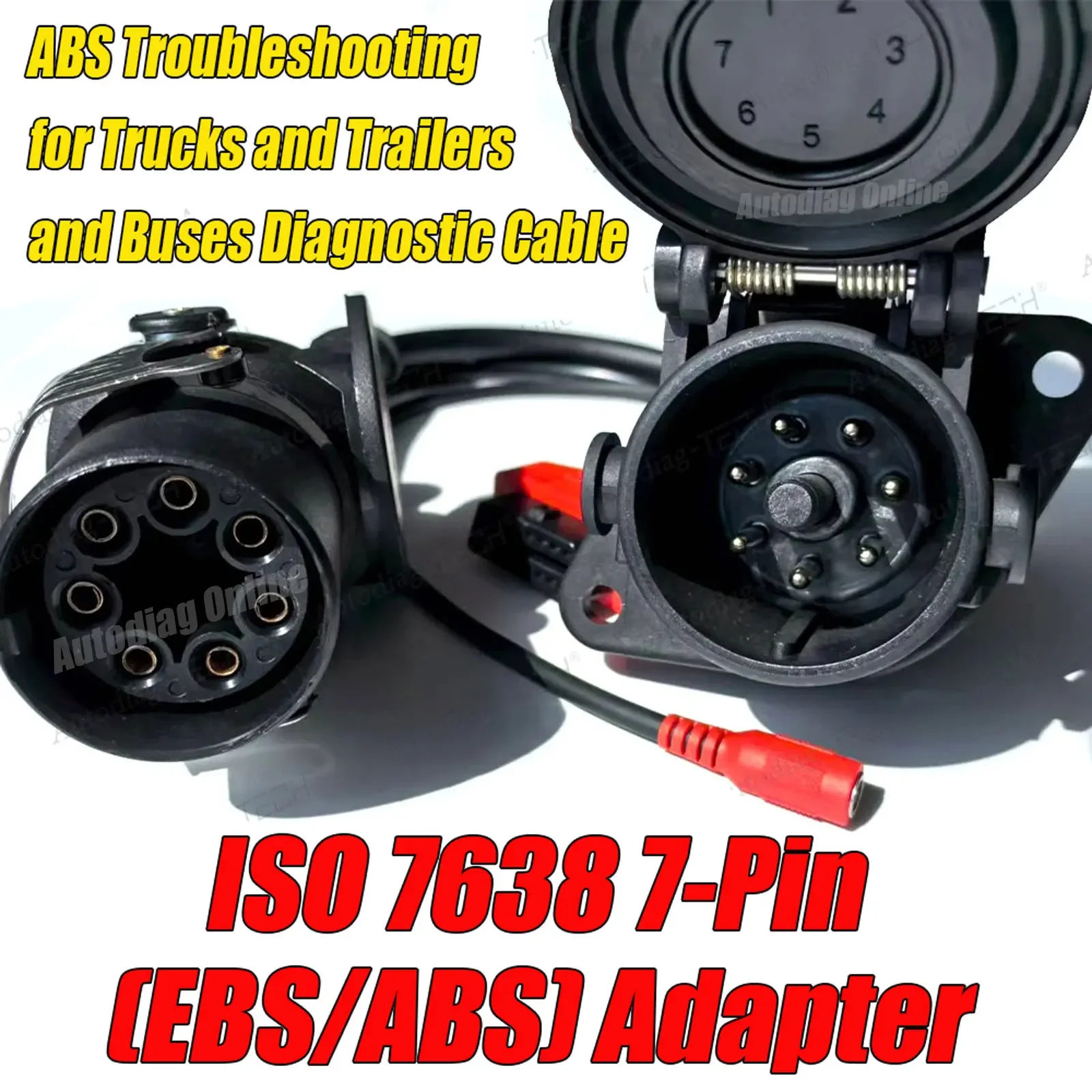Trailer OBD2 Diagnostic Cable 7Pin for Bosch/Wabco Truck ISO 7638 EBS/ABS Diagnostic Cable for Autel/Autocom/LUANCH Scanner