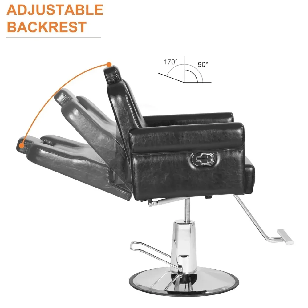 Barber Chair Recliner Salon Chair Hair Spa Chair with Hydraulic Pump, Removable Headrest, Adjustable Height 360 Degrees, Custom - view 5