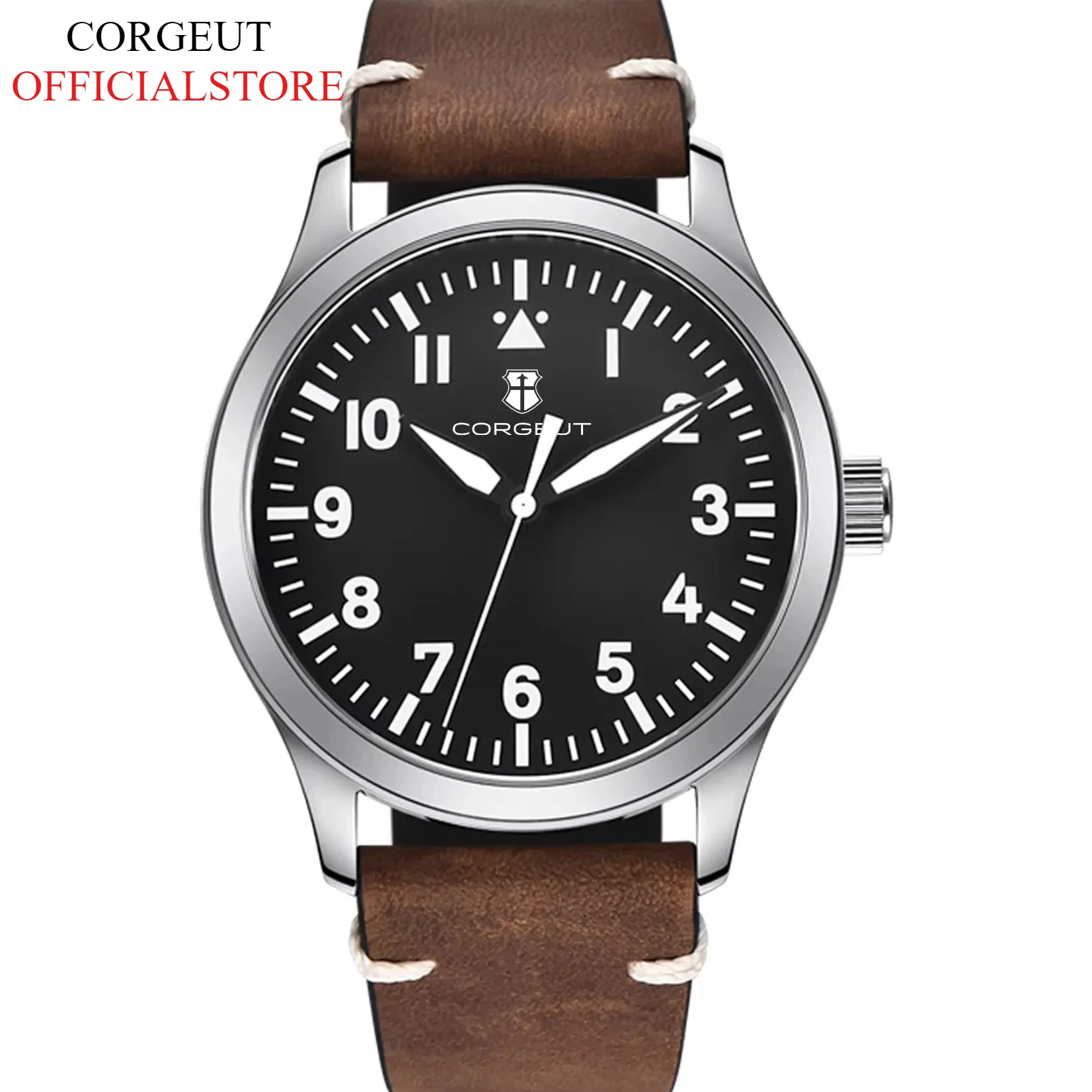 Corgeut 42 mm NH35&8215 Luxus-Saphiruhr, leuchtende mechanische Leder-Armbanduhr für Herren, automatische Sportuhr im Militärstil