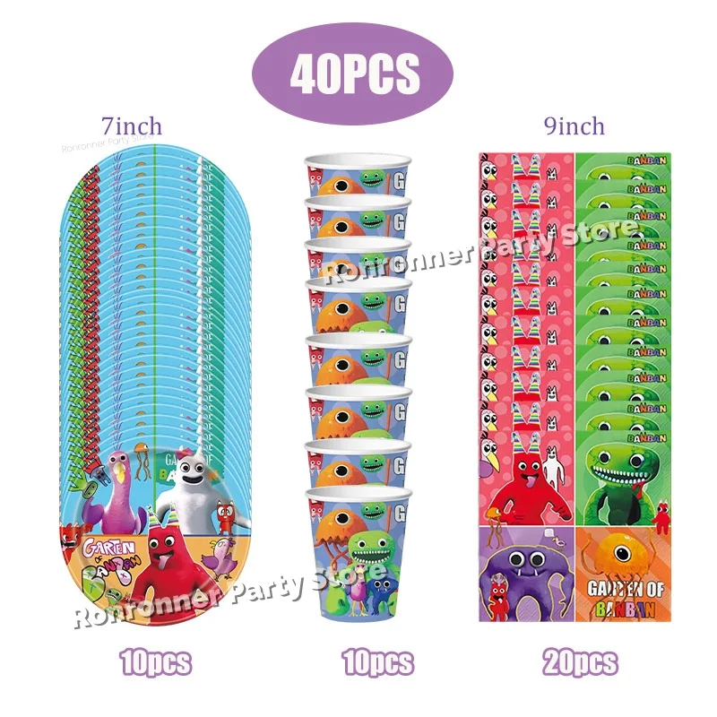 Garten of Banban Party Decoration Supplies Set with Plates Napkins Cups Banner Balloons for Birthday Baby Shower Holiday Theme