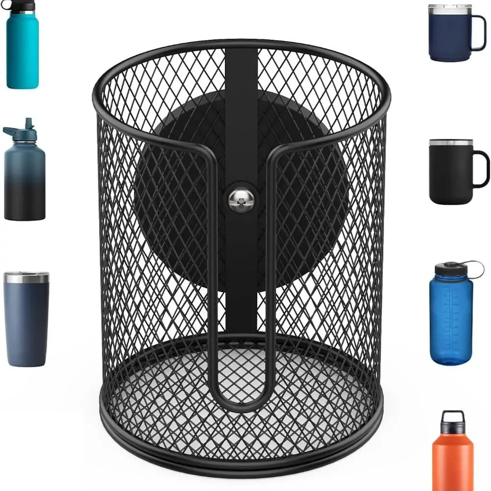 Sturdy Iron Magnetic Cup Holder Black Universal Drinks Holder Heavy-Duty Car Drinking Bottle Bracket Mower