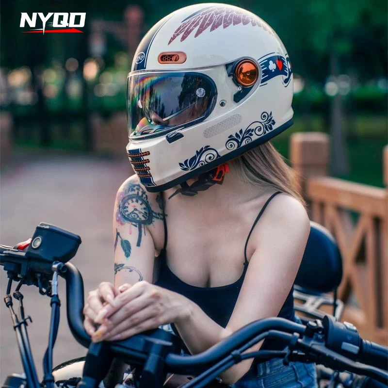 

Retro Motorcycle Helmet Full Face Double Lens Off Road Helmet Cascos Para Motos Casco Moto DOT Certification