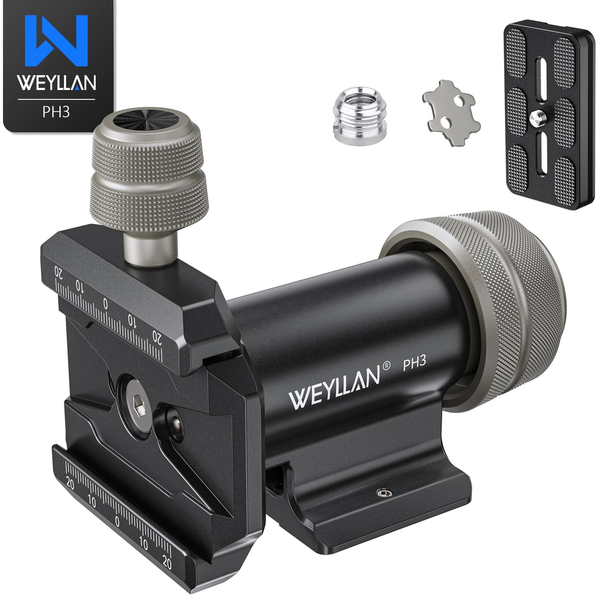 

WEYLLAN Mono Gimbal Head with Arca Swiss Quick Release Plate for Camera Monopod Tripod Long Telephoto Lenses PH3 Max Load 10kg