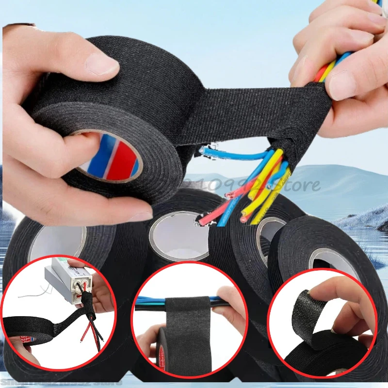 Cinta de tela adhesiva resistente al calor para arneses de cables automotrices, para aislamiento eléctrico del motor