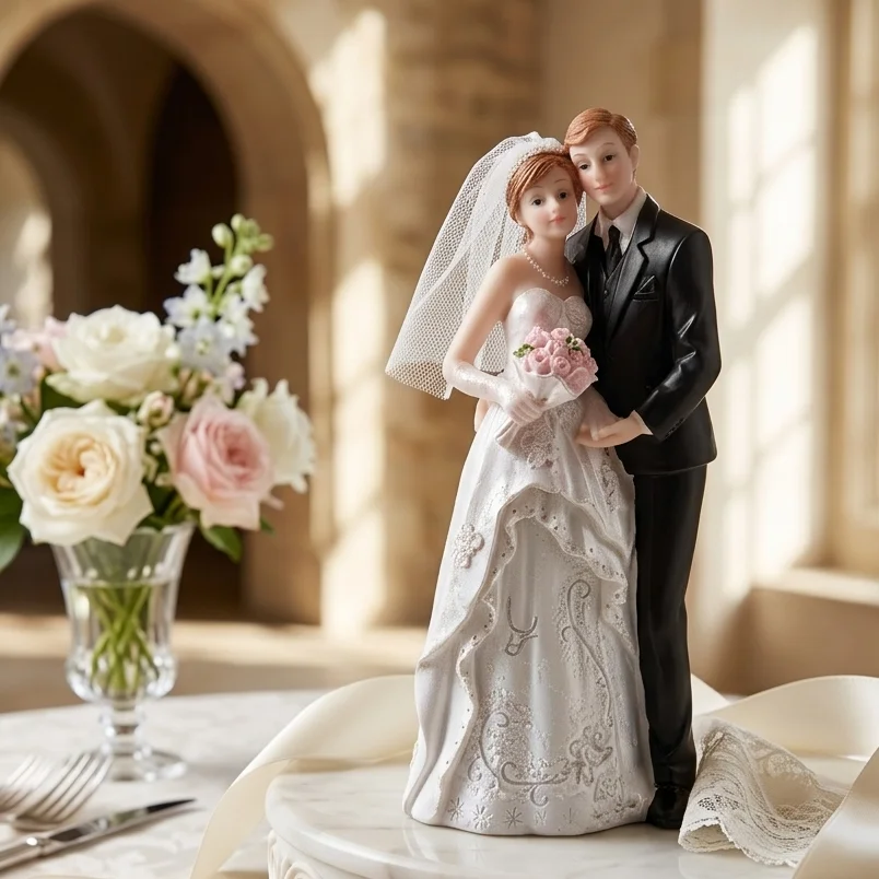 Elegant Wedding Cake Topper Couple Figurine Bride Groom Table Centerpiece