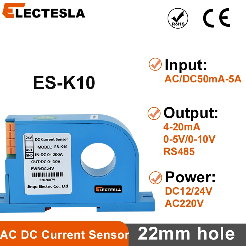 es-k10-ac-dc-current-transmitter-50ma-100ma-500ma-current-converter-transmitter-4-20ma-0-5v-0-10v-rs485-current-transducer