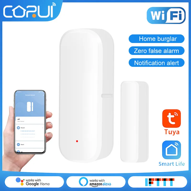 Tuya WiFi Smart Door Sensor Smart Life Remote Control Wireless Magnetic Door Window Open Closed Detector Via Alexa Google Home