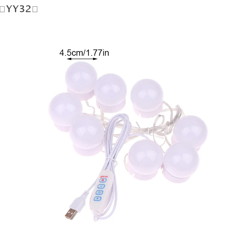 [[YY32]: LED لمبات قابلة للفصل مرآة لوضع مساحيق التجميل مصباح USB الطاقة مرآة لمستحضرات التجميل ضوء منضدة الزينة الإضاءة عكس الضوء LED أضواء الغرور