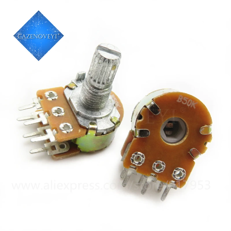 5pcs/lot B1K B2K B5K B10K B20K B50K B100K B500K B1M 6Pin Shaft WH148 Potentiometer 1K 2K 5K 10K 20K 50K 100K 500K 1M image 6