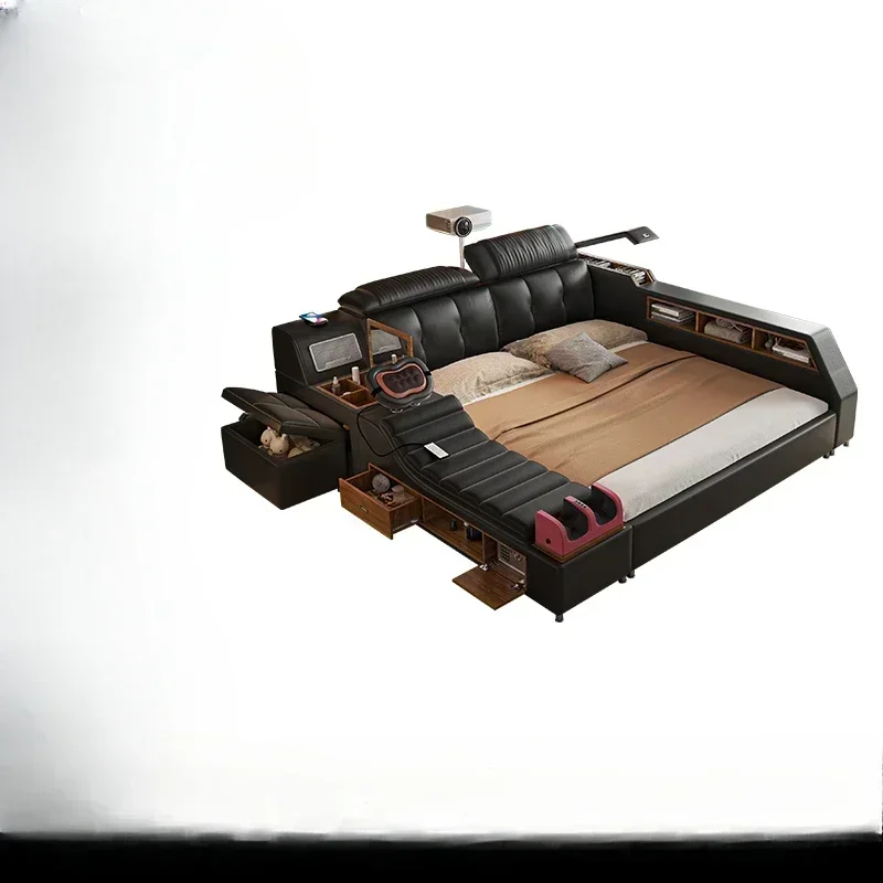 

Premium durable Frame Bed Drawers Leather King Double Bed Hotel Modern Cama Bedroom Furniture