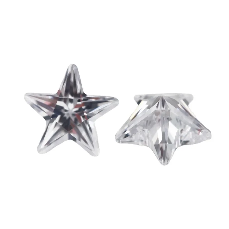 20pcs/50pcs Size 4x4mm~10x10mm Star Shape White AAAAA Loose Cubic Zirconia Stone JIANGYUANGEMS