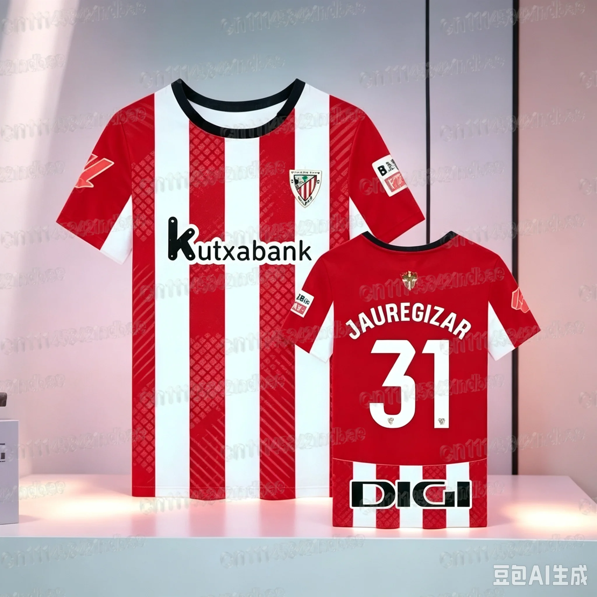 Heiß begehrtes Fußball-T-Shirt im spanischen BILBAO-Stil, 3D-gedruckt, atmungsaktiv, modisch, kurzärmelig, für den täglichen Gebrauch, auch als Familienoutfit geeignet. – Detail 4