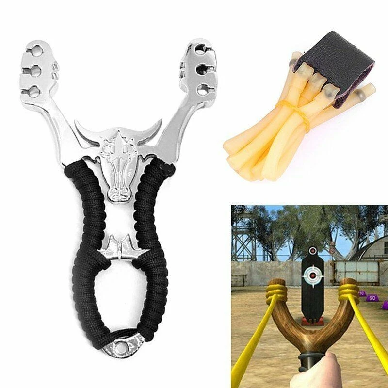 High Quality Alloy Laser Slingshot with Rubber Band Professional Outdoor Hunting Shooting wristband Bow Sport Aiming Catapult